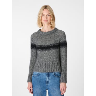 Damen-Jacquardpullover, Graumeliert
