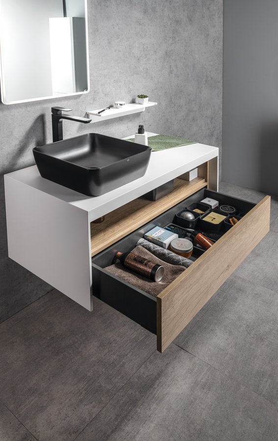 Sapho Viera wastafelonderkast eiken/mat wit 80x44x50cm
