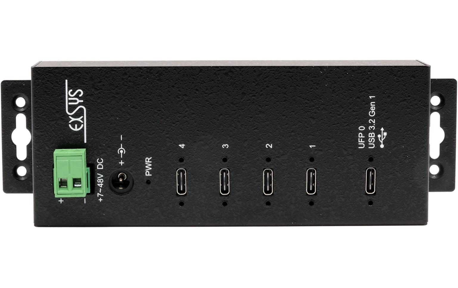 USB-Hub EX-1144HMVS<br>4-Port USB 3.2 Gen 1 Metall HUB mit 15KV ESD Überspannungsschutz, C-Buchsen