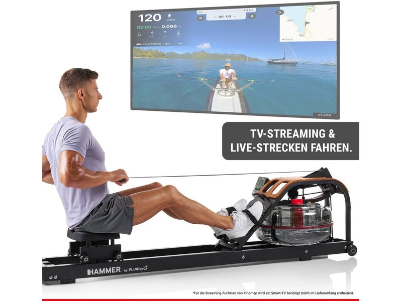 FINNLO by HAMMER Rudergerät Aquon Water Flow PRO Wasserrudergerät mit Fluidwiderstand