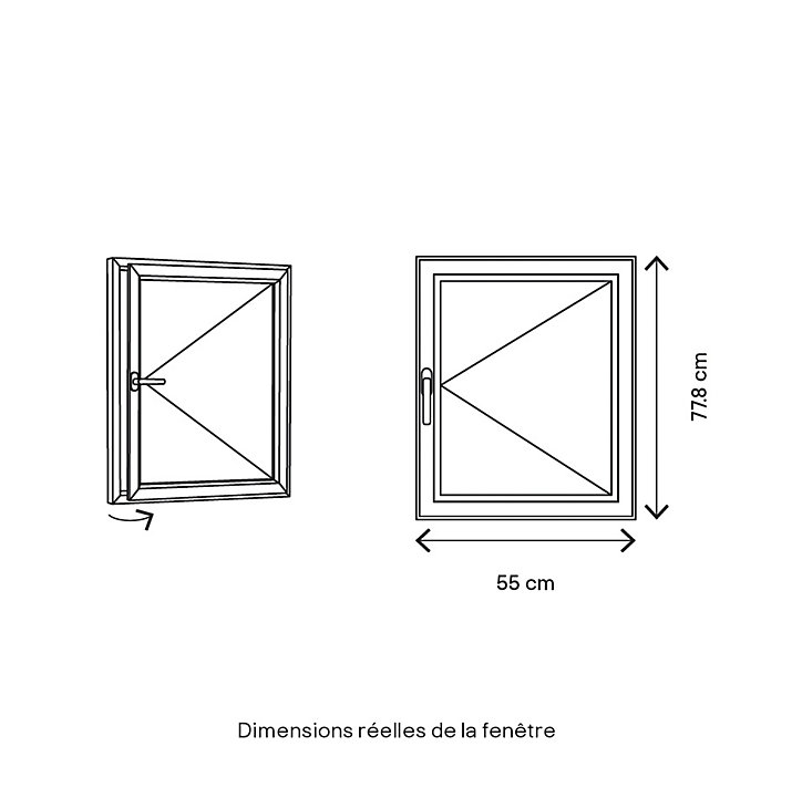 Fenêtre bois 1 vantail GoodHome - l.50 x h.75 cm, tirant droit