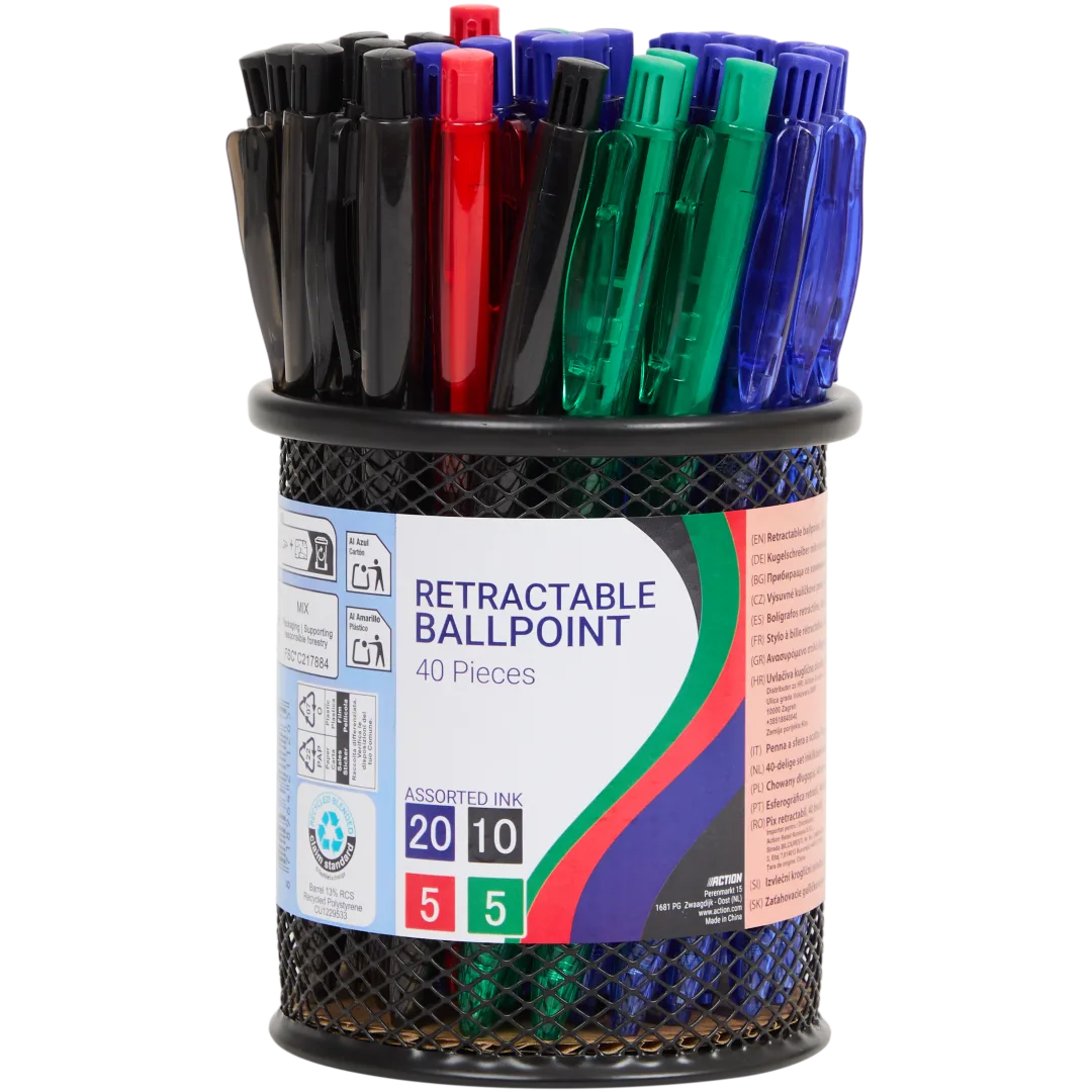 Pennen met houder 40 stuks | diverse varianten
