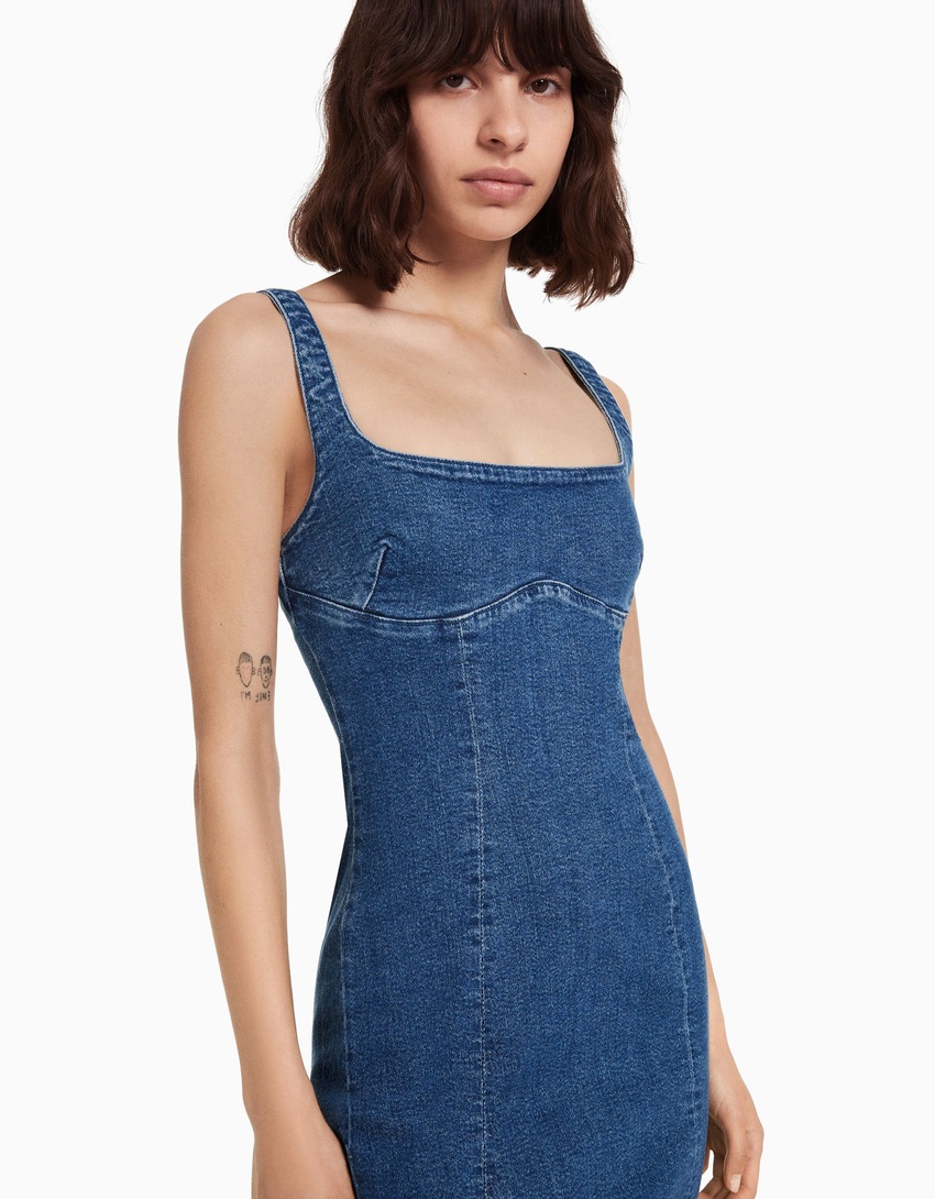 Vestido longo jeans com alças