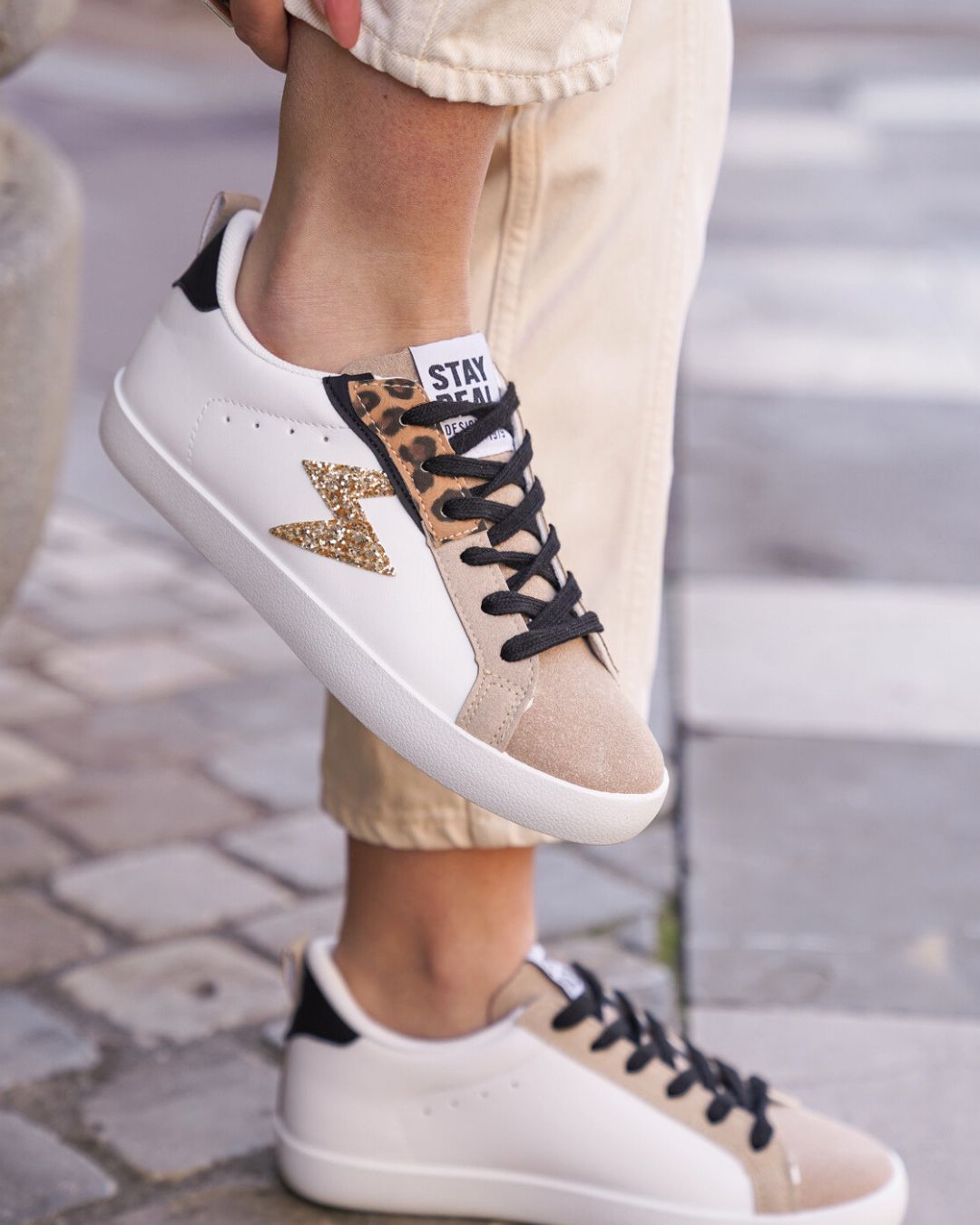 Basket femme noire à lacets - Mina