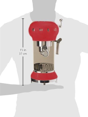 Smeg, ECF01WHEU Manual Espresso -Maschine, Cappuccino -System, Thermoblock, große Tassengehäuse und Doppelkaffeefunktion, 1 l Wassertank, kompakte Abmessungen, 1350W, Weiß