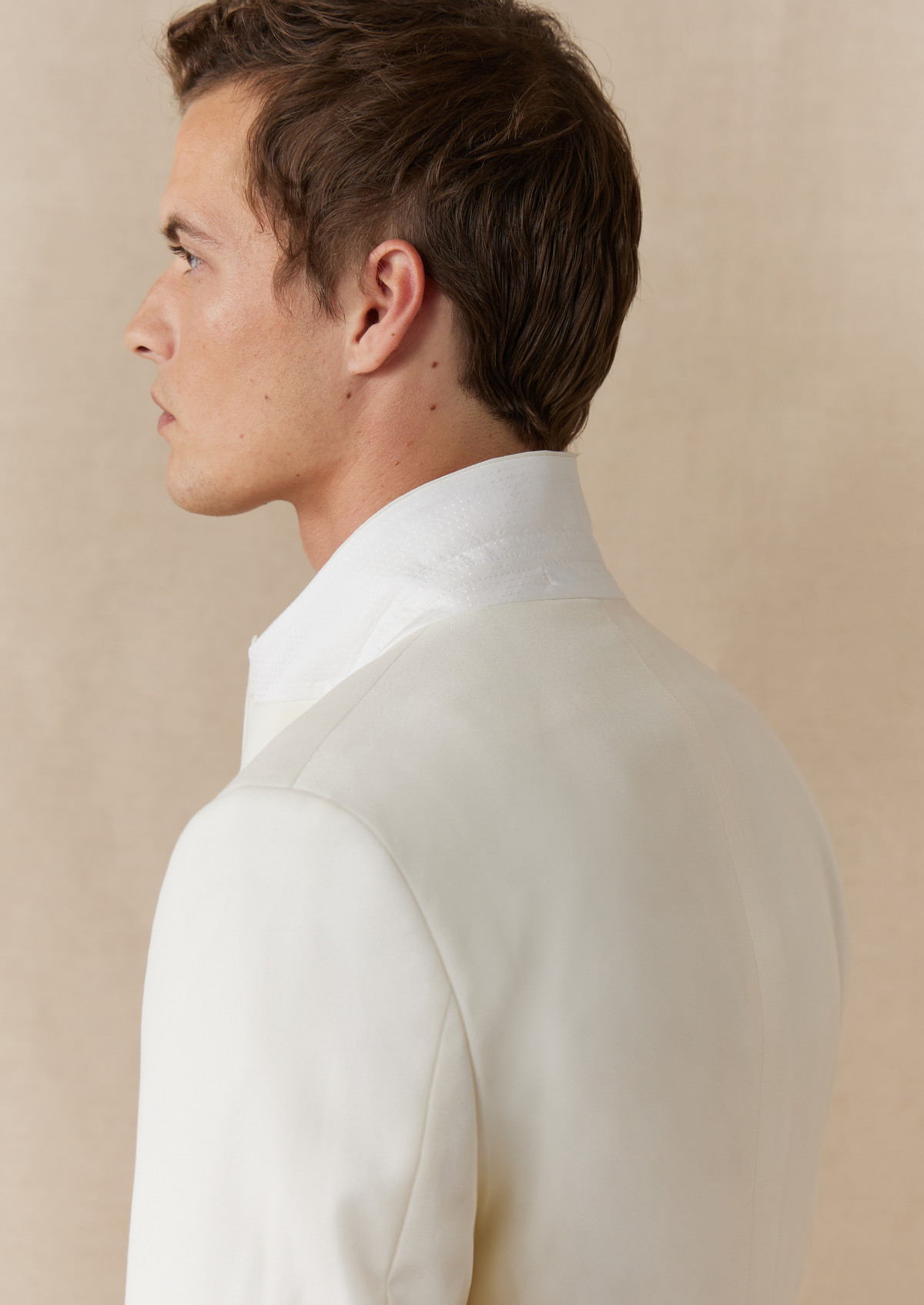 Veste de smoking Slim en laine unie écrue