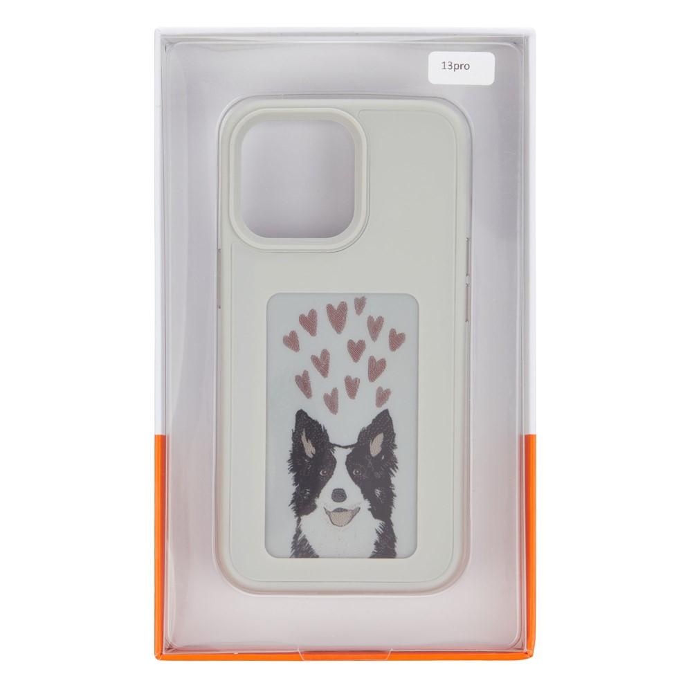 iPhone 15 Hybrid Hülle TPU Bumper mit Acryl Rückseite   DIY E-Ink Display mit NFC Technologie - Grau