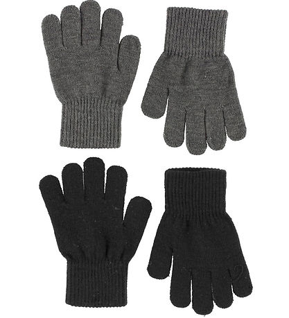 Melton Handschuhe - 2er-Pack - Schwarz/Grau