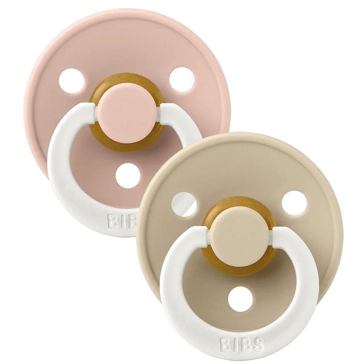 BIBSBIBS   Schnuller Colour Glow Latex Round 2er Pack blush/vanilla 0-6M