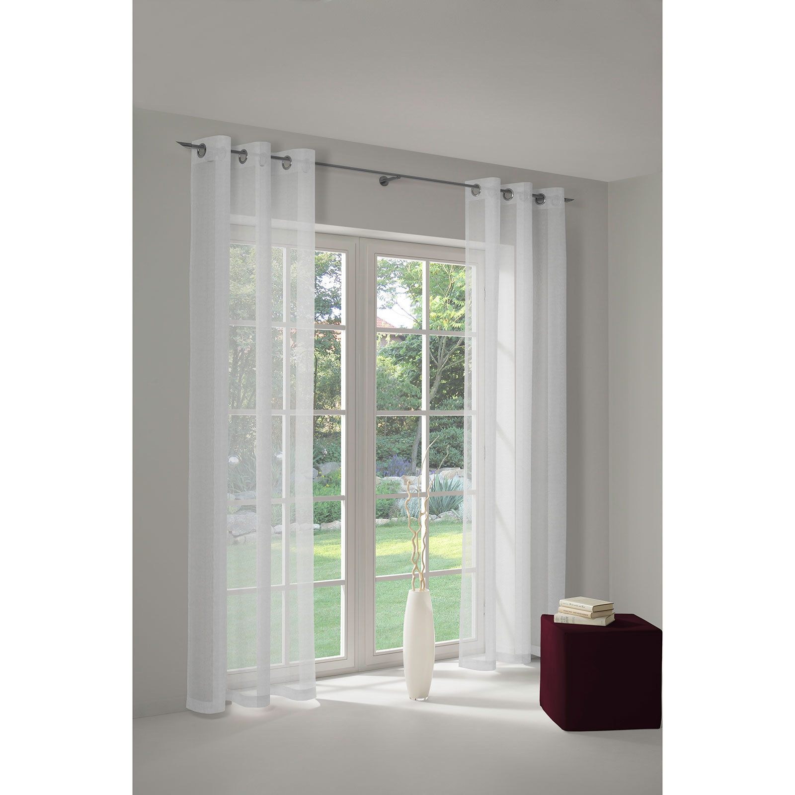 Vorhang - transparent-weiß - feine Streifen - 140x120 cm