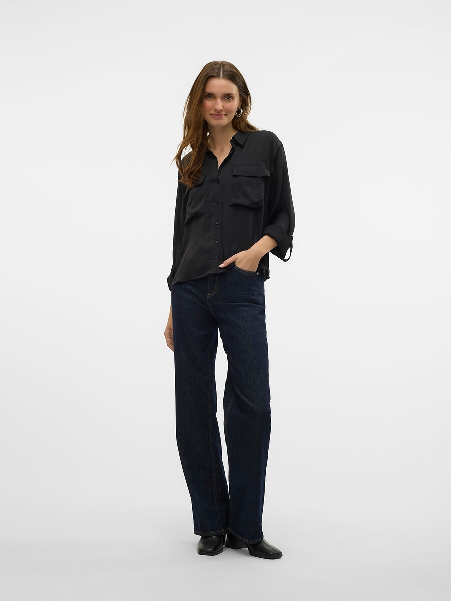 VERO MODA<br>Camisa fluida com 2 bolsos aplicados