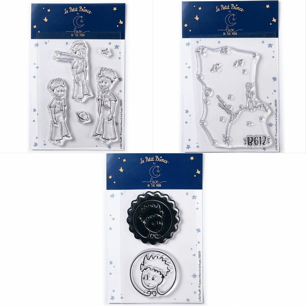 6 tampons transparents le petit prince et messages + astéroïd + portraits