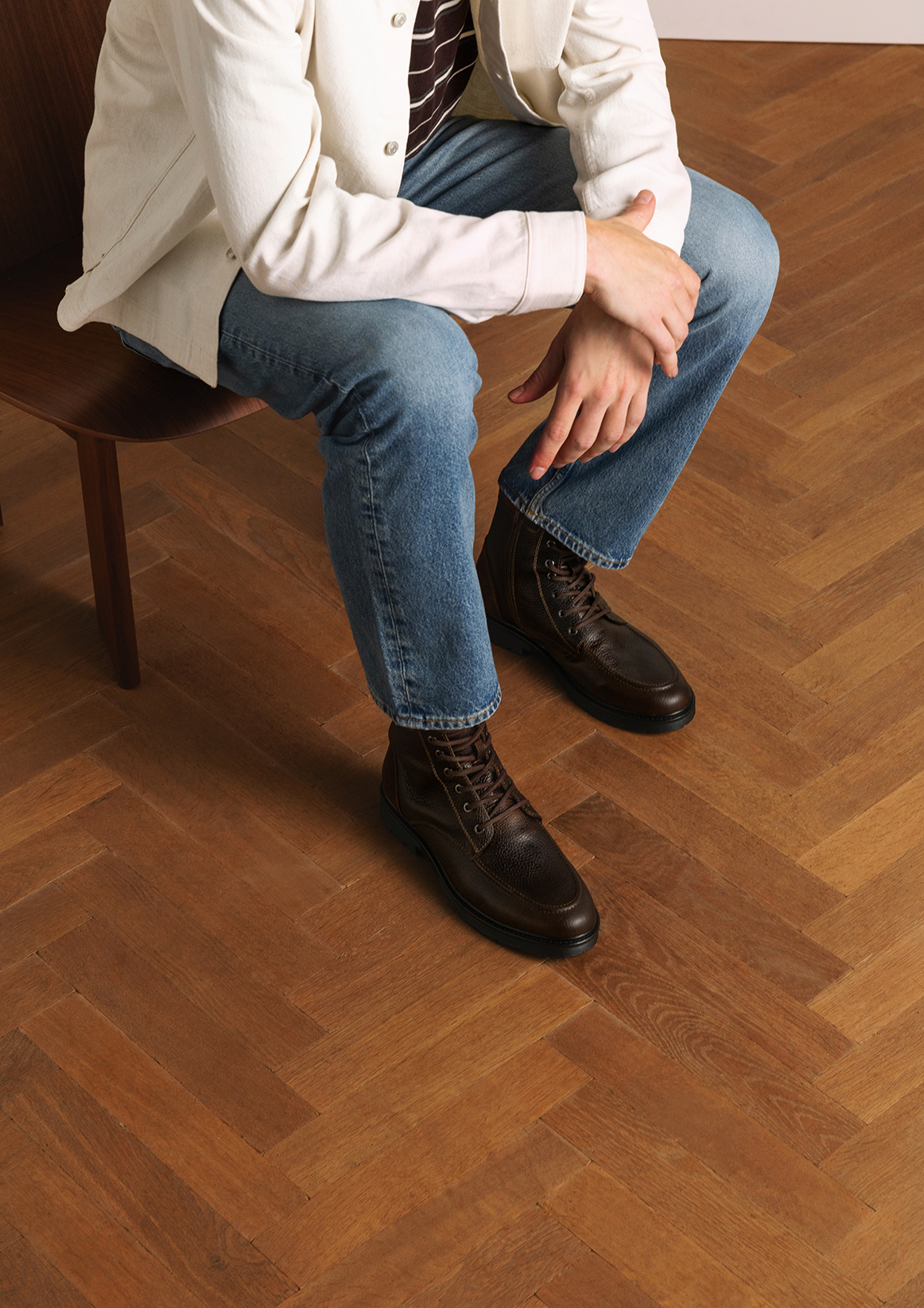 Taupe leren veterboots