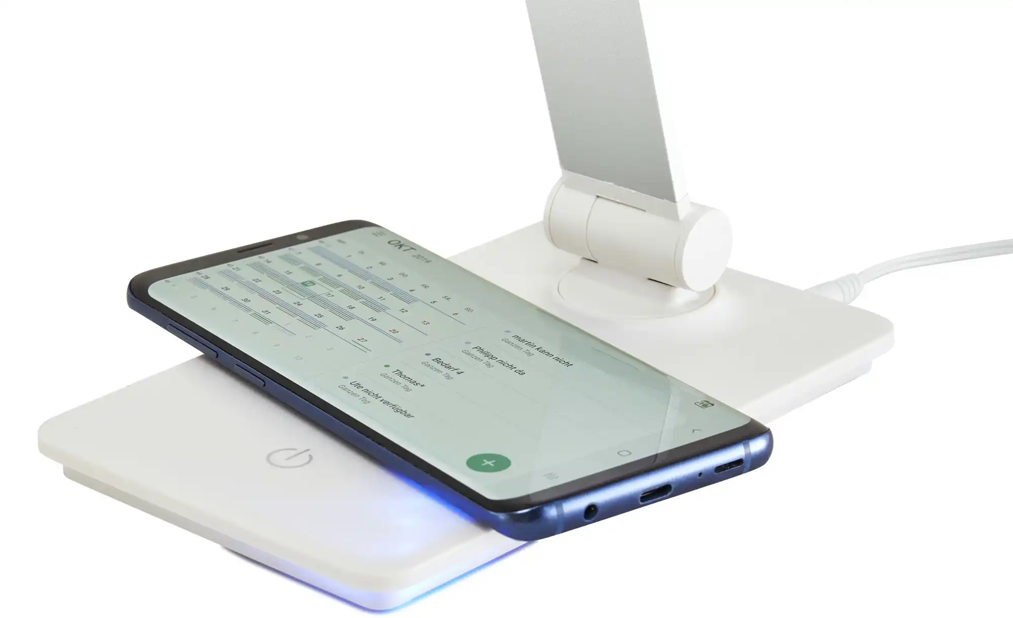 KHG LED-Tischleuchte, weiß mit Qi-Charger