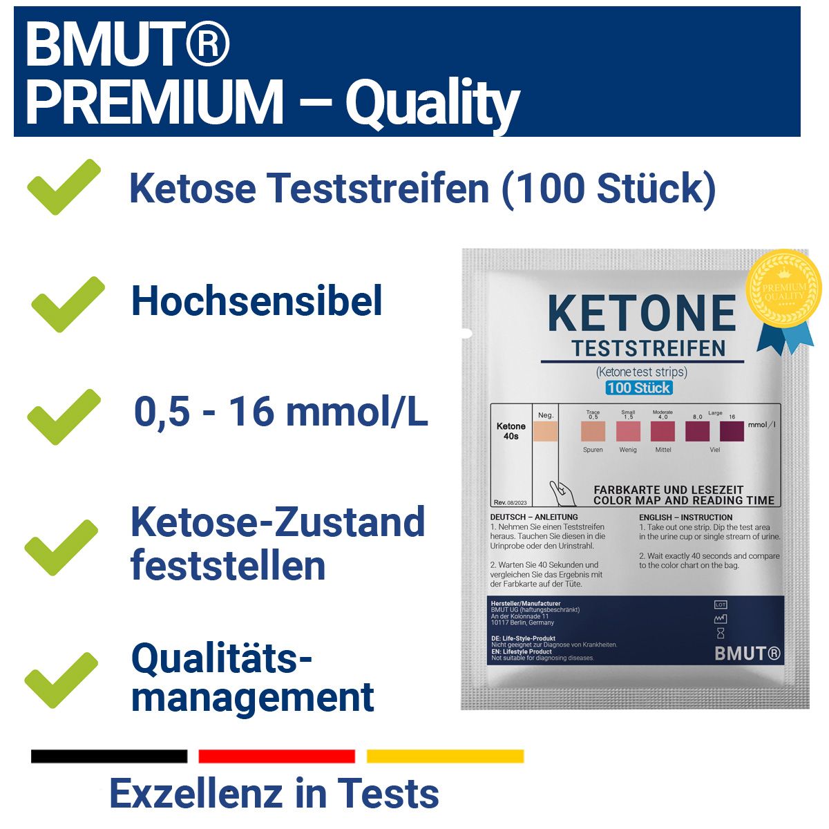 BMUT Ketone Teststreifen für Urin bei ketogener Diät