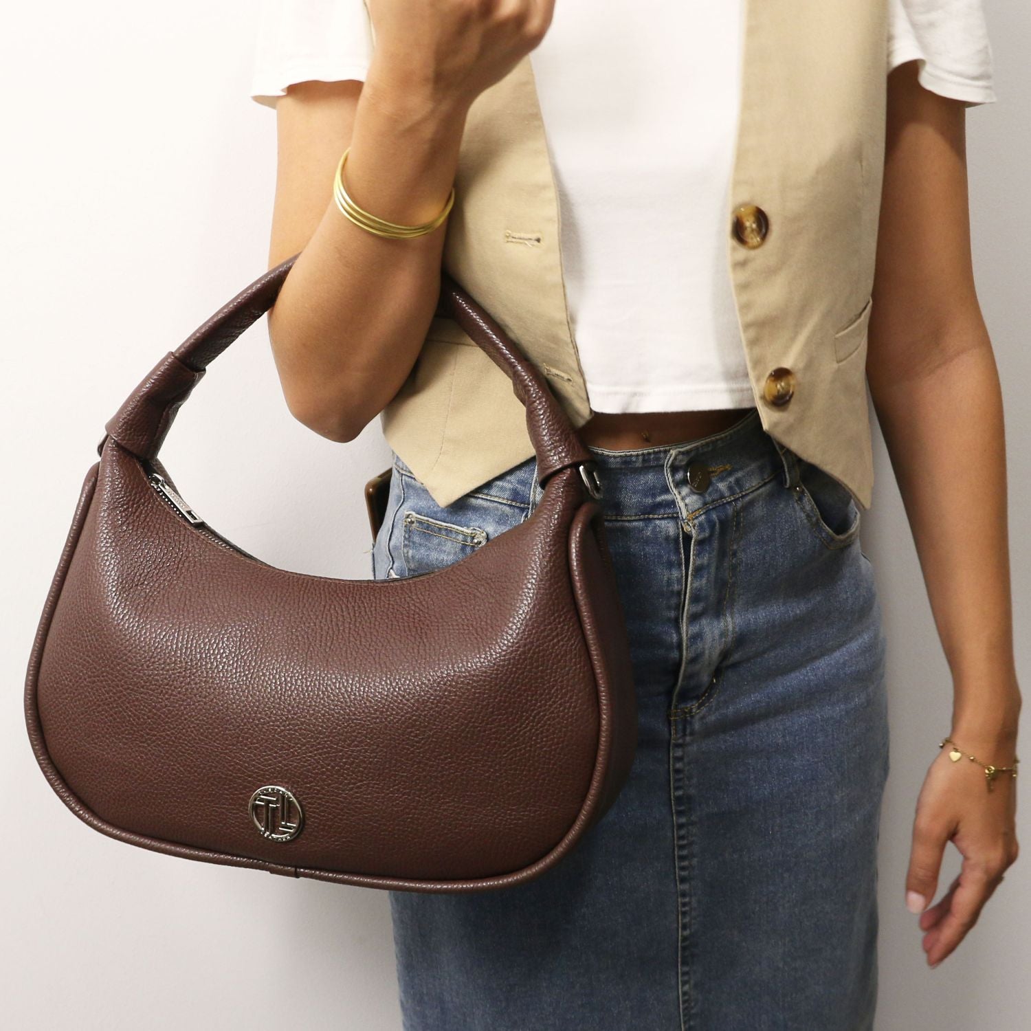 TL142477 – Michelle – leren hobo bag