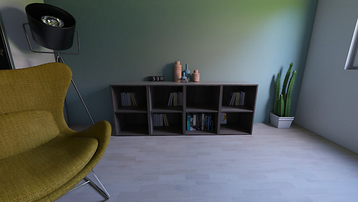 Étagère ouverte effet chêne grisé GoodHome Atomia H. 75 x L. 200 x P. 45 cm
