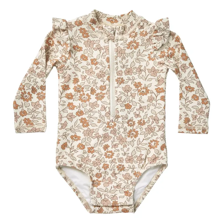 Quincy Mae Maillot Anti-UV Byron Fleurs | Ecru