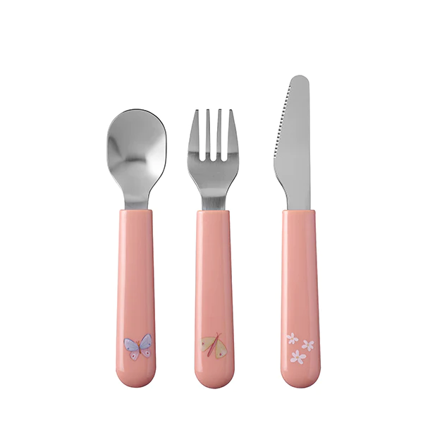 Set de couverts enfant 3 pièces Mio fleurs et papillons rose Mepal