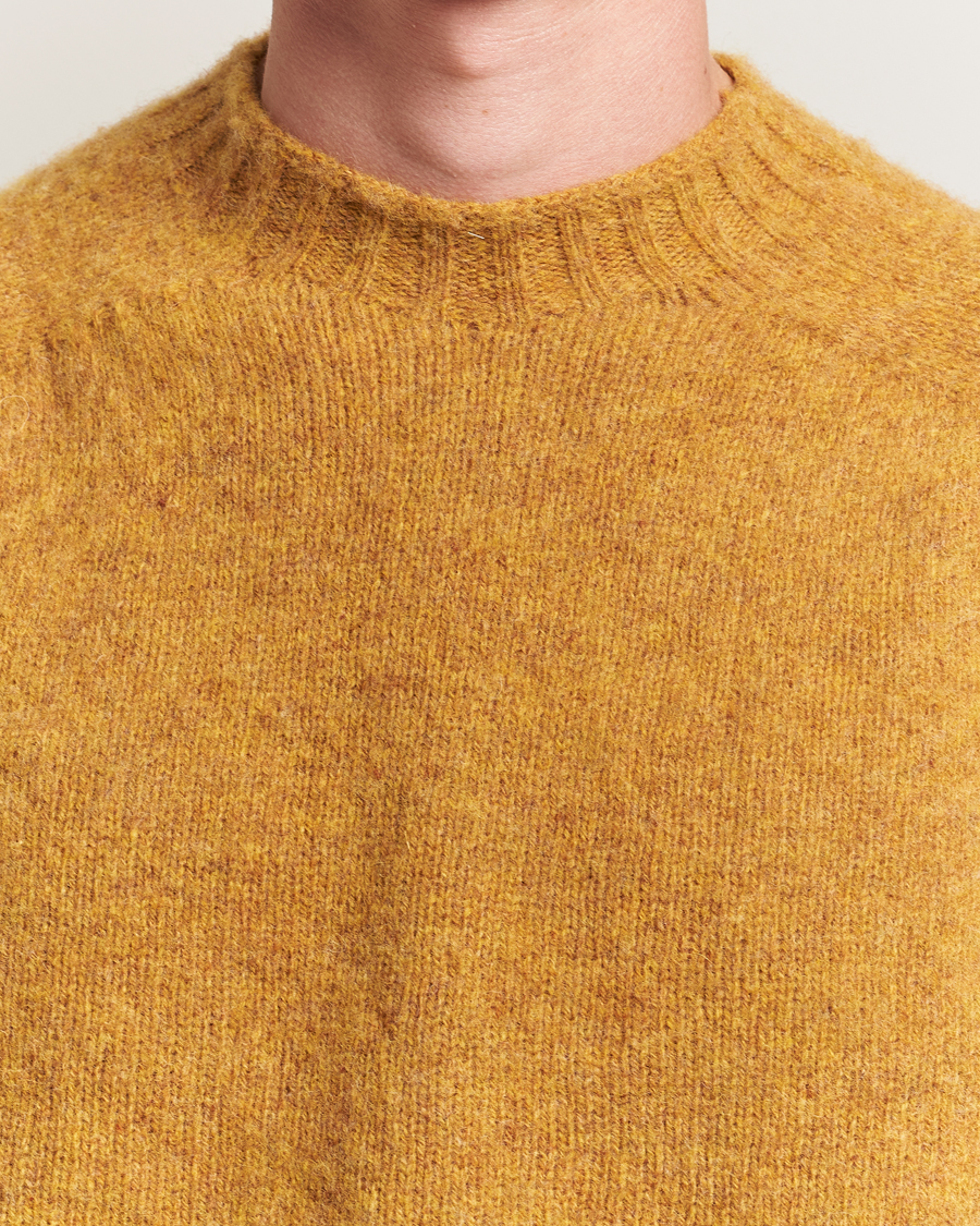 Sunspel Brushed Shetland Crew Neck Saffron