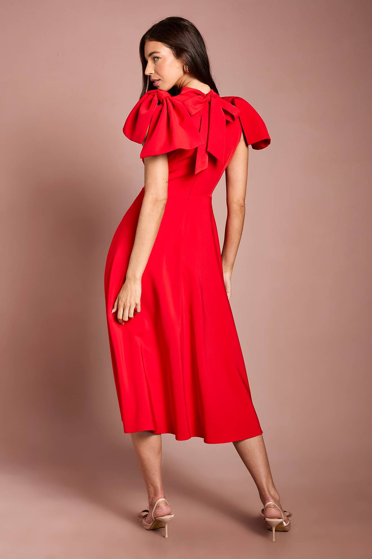 Coast Robe Midi en Crêpe avec Nœud aux Épaules