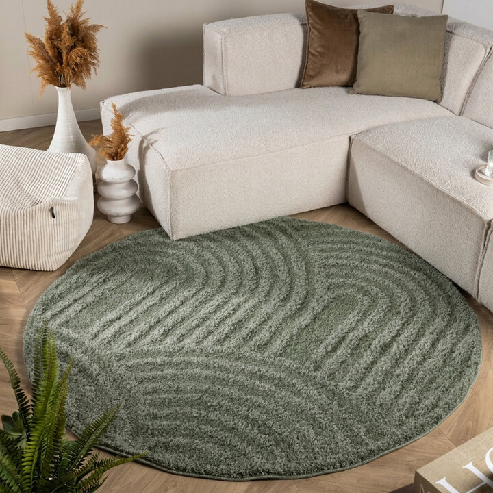 Rond Scandinavisch vloerkleed - Lova Arches Groen