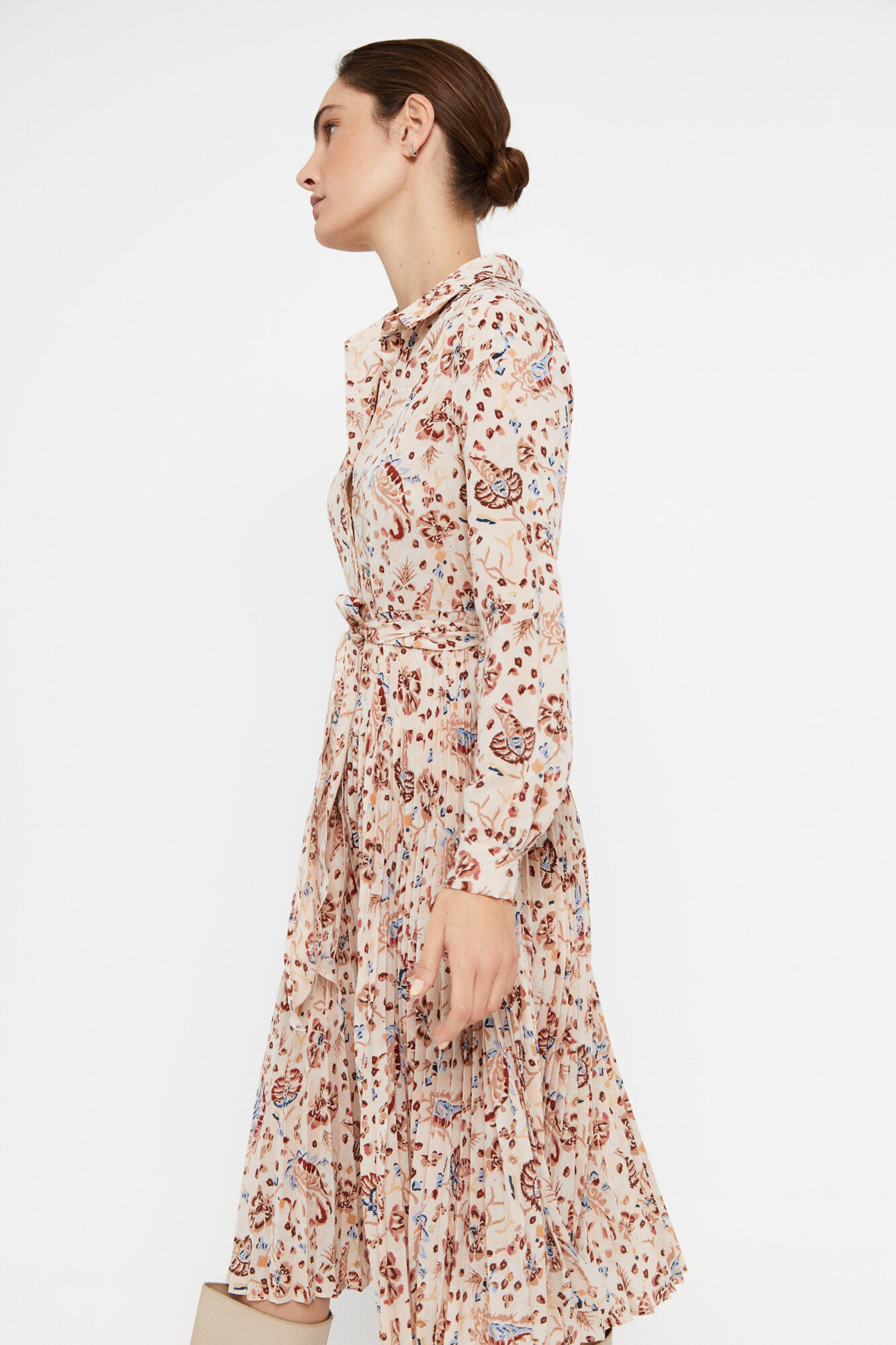 Vestido midi camisa - Estampa branca