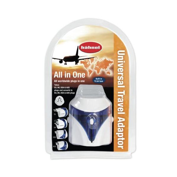 Hahnel Universal Travel Adapter with Plugs for EU, UK, USA and AUS