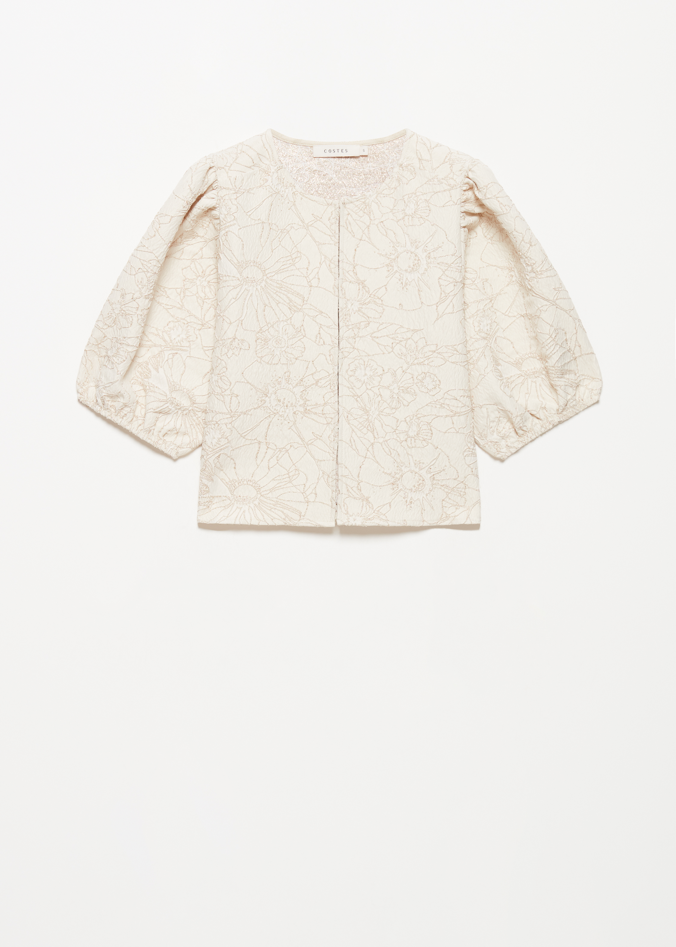 Jacquard blouse met pofmouwen