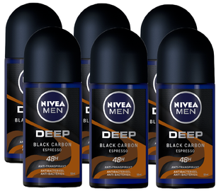 Nivea Men Deep Espresso Anti-Transpirant Roll-On Voordeelverpakking 6x50ML