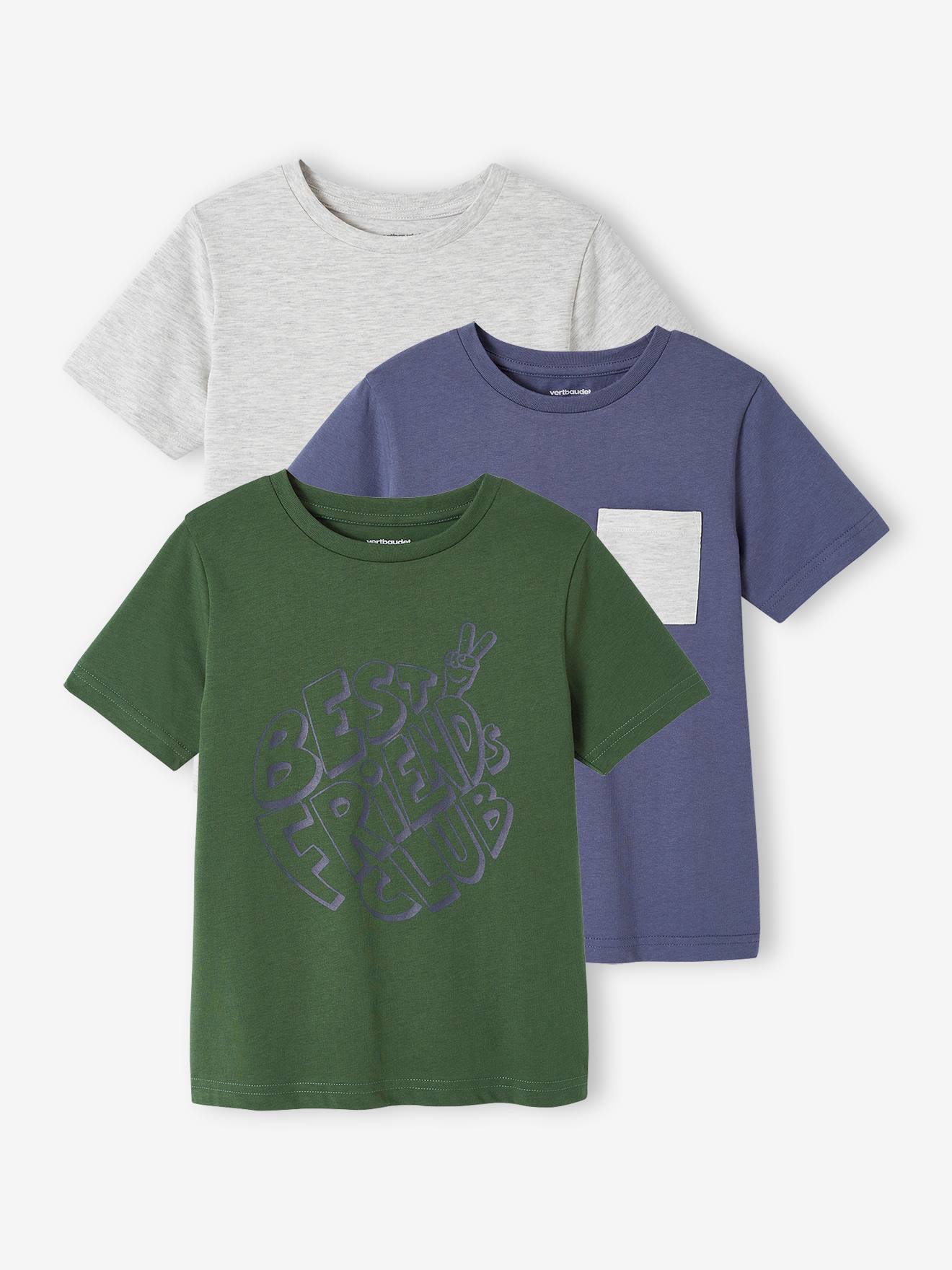 Conjunto com 3 camisetas de manga curta sortidas para meninos, na cor amarela.