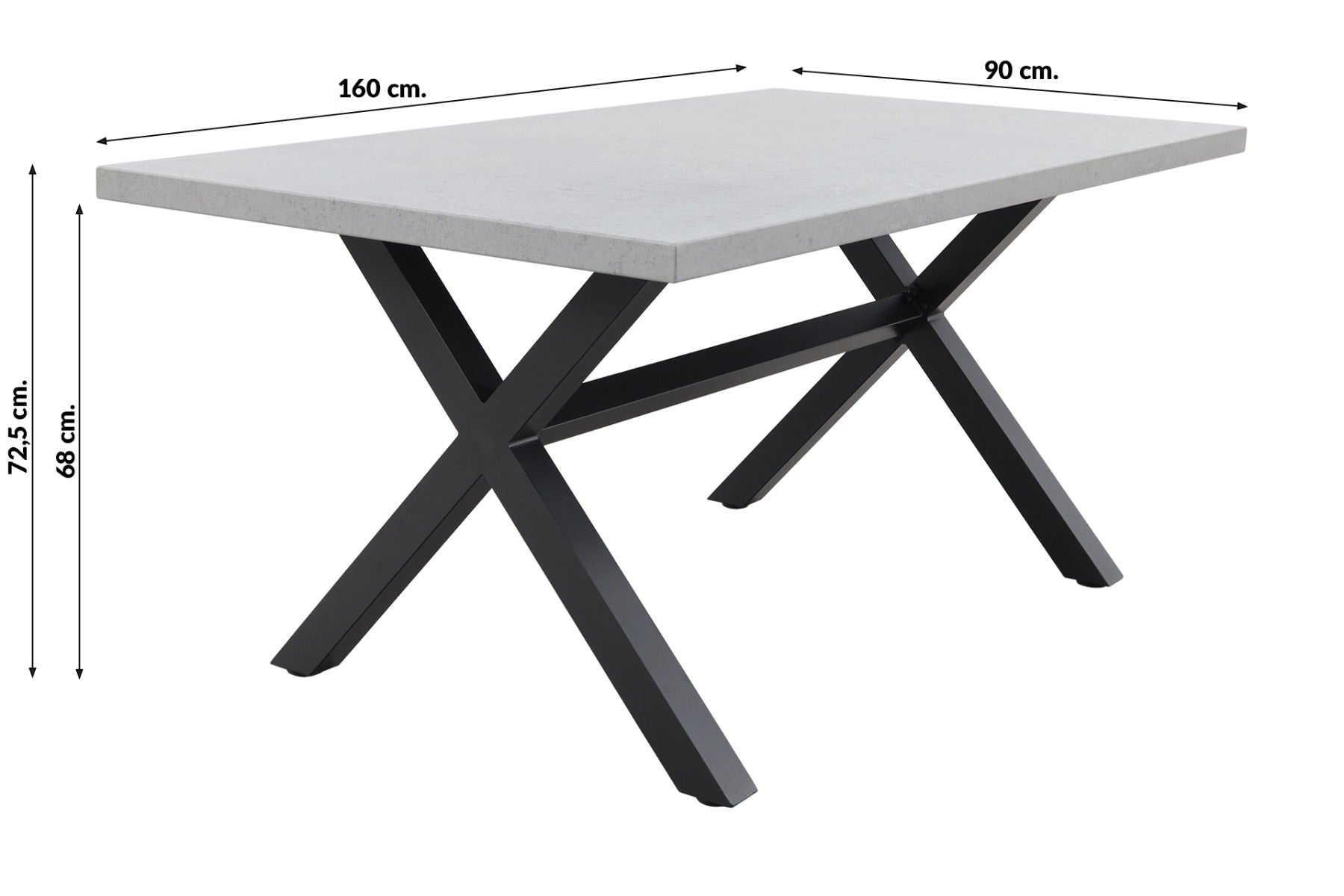 VDG Verona betonlook tuintafel 160 x 90 cm. - Black