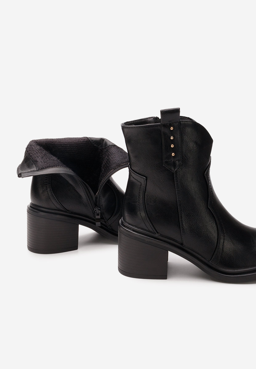 Bottines à gros talon noires Katyana