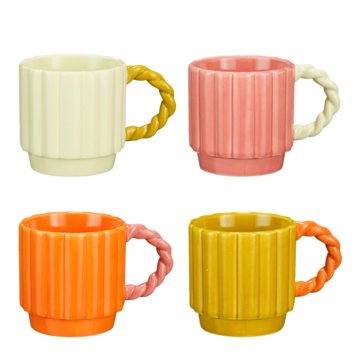Lizzy mok roze oranje geel licht groen - l11xb8xh8cm