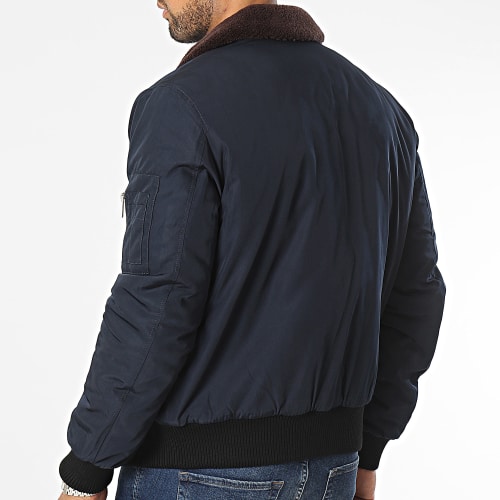 Veste Bomber Col Fourrure Curtiss Bleu Marine