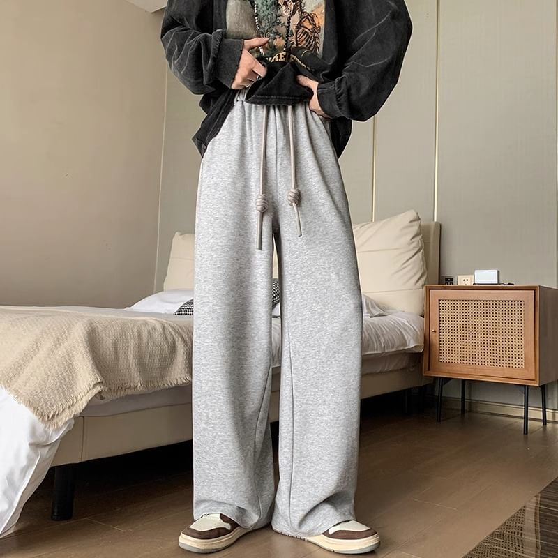 Fluffush - Effen joggingbroek met trekkoord in de taille en wijde pijpen
