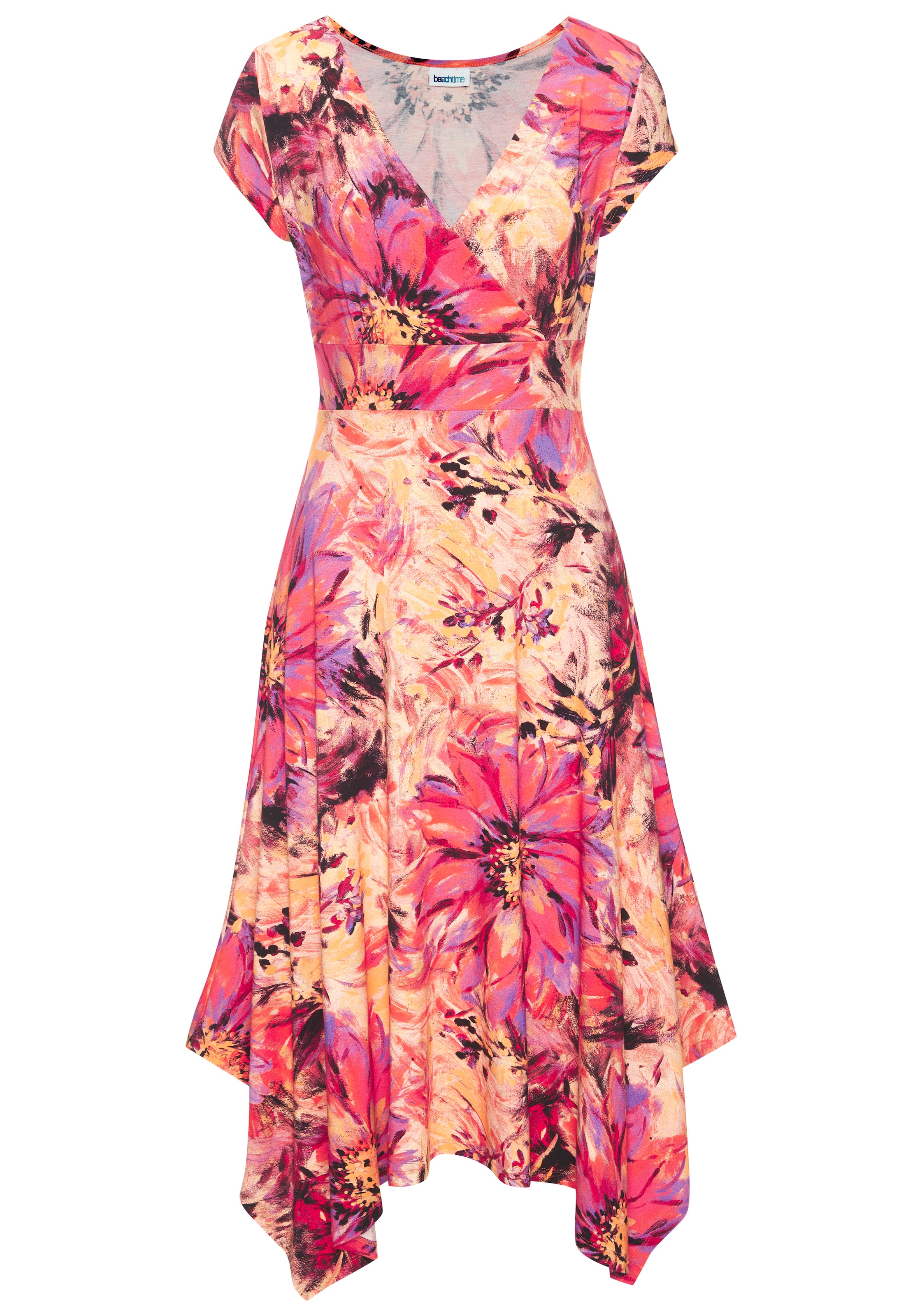 Beachtime Sommerkleid mit Zipfelsaum und Schleife, Jerseykleid, asymmetrisches Rockteil