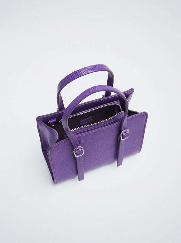Bolsa transversal com estampa animal - Violeta