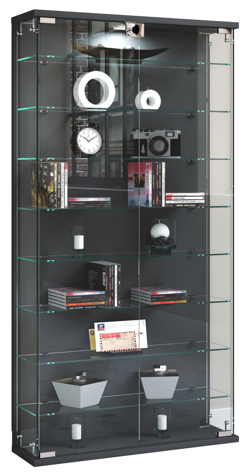 Wandvitrine RELAS L - anthrazit - 114 cm hoch