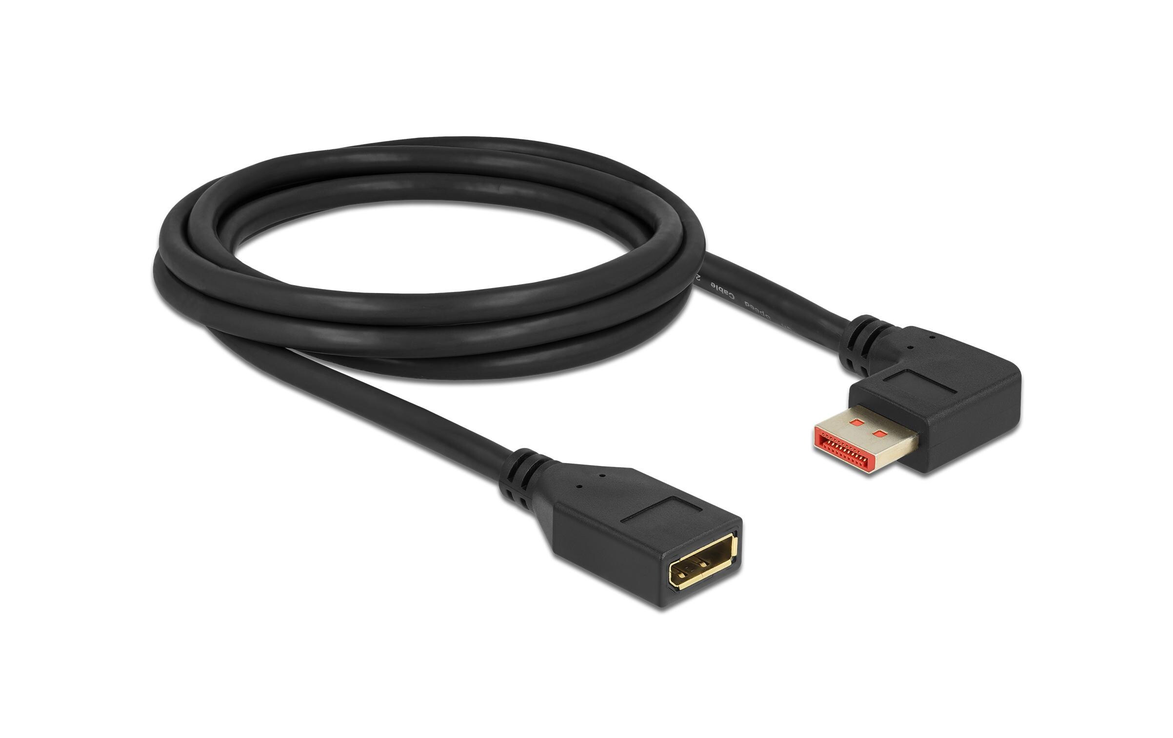 Verlängerungskabel Rechts gewinkelt DisplayPort, 2 mDisplayPort Verlängerungskabel Stecker 90° rechts gewinkelt zu Buchse 8K 60 Hz 2 m