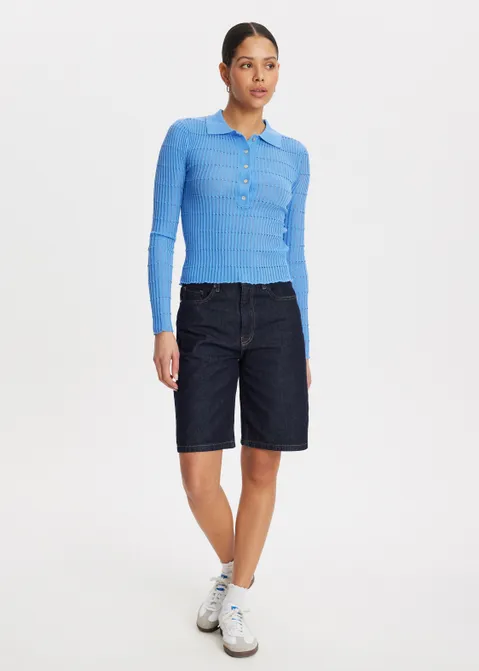 Polo trui gehaakt blauw (BLW.M)