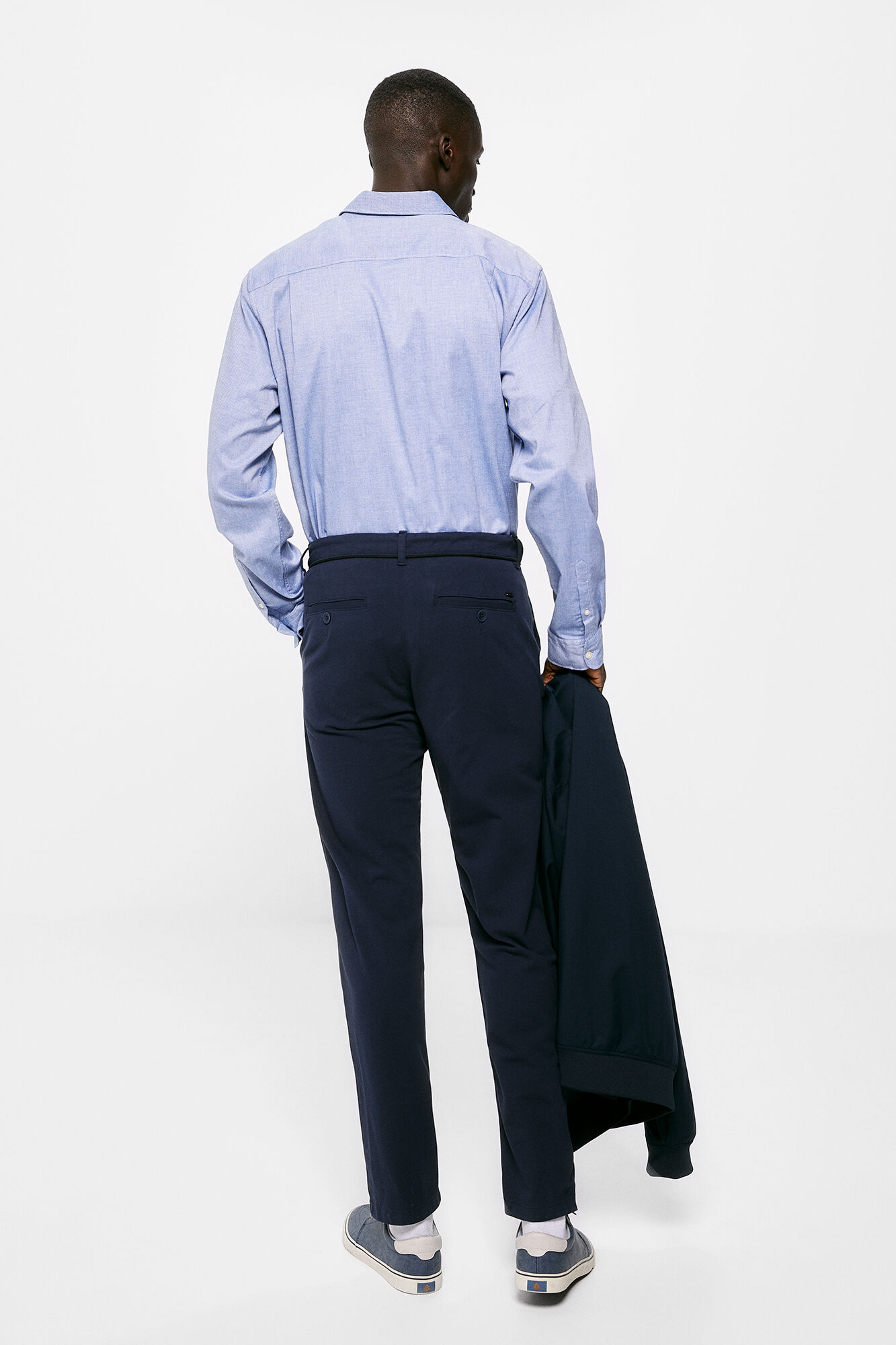 Calça chino piqué - azul escuro