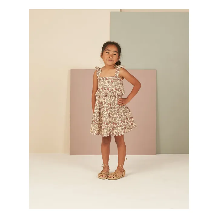 Rylee + Cru Robe à Volants Fleurie | Ecru