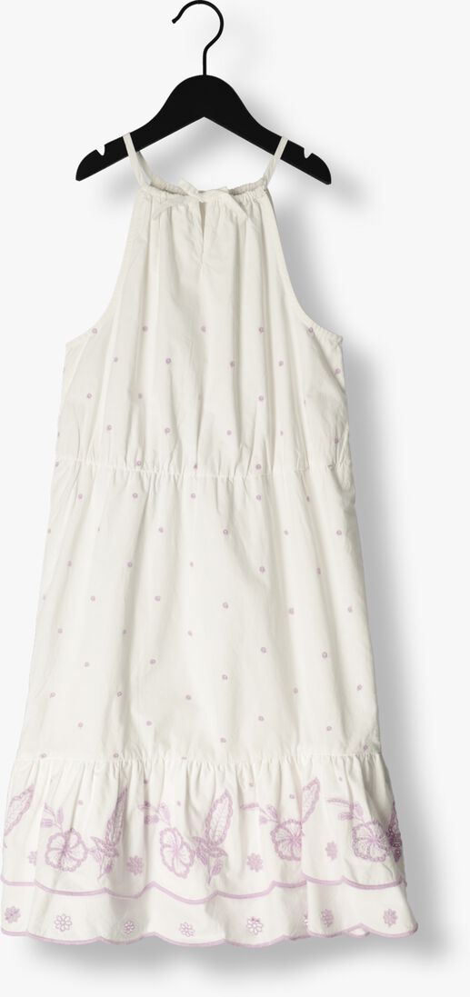 SCOTCH & SODA gebroken wit scotch & soda midi jurk broderie anglaise ruffle hem dress