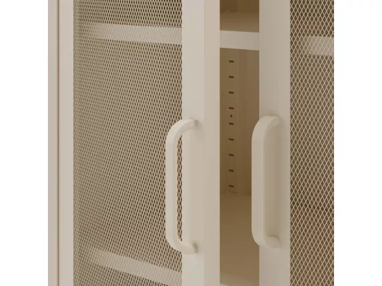 Zio - Vaisselier 2 portes en métal H170cm - Beige