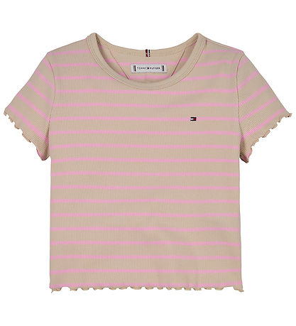 Tommy Hilfiger T-Shirt - Rib - Classic+ Beige Pink Sugar Stripe