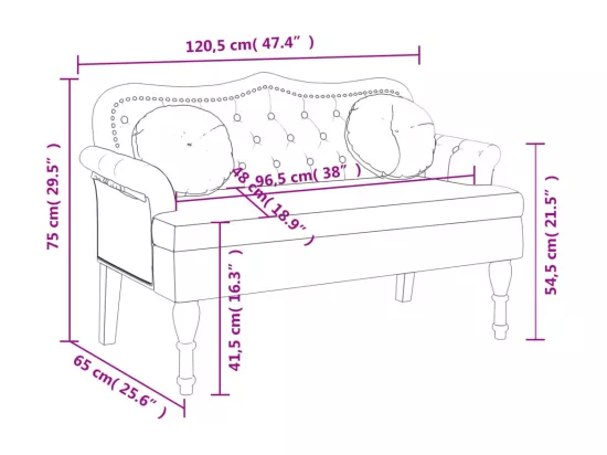 Banc avec coussins gris clair 120,5x65x75 cm velours