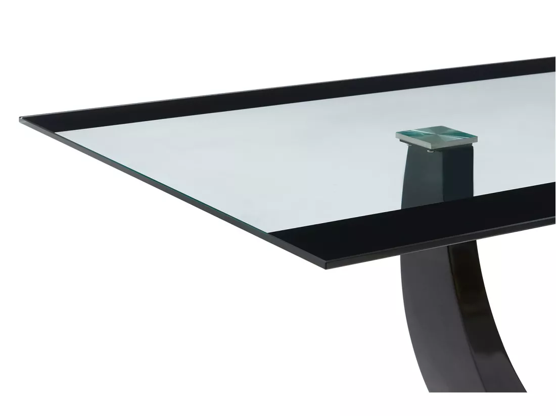 Table à manger 8 personnes en verre trempé, MDF et acier inoxydable - Noir - MEZZO II