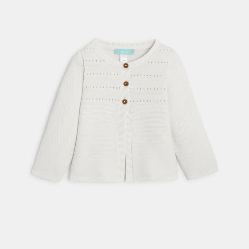 Gilet maille tricot à boutons blanc bébé fille Blanc