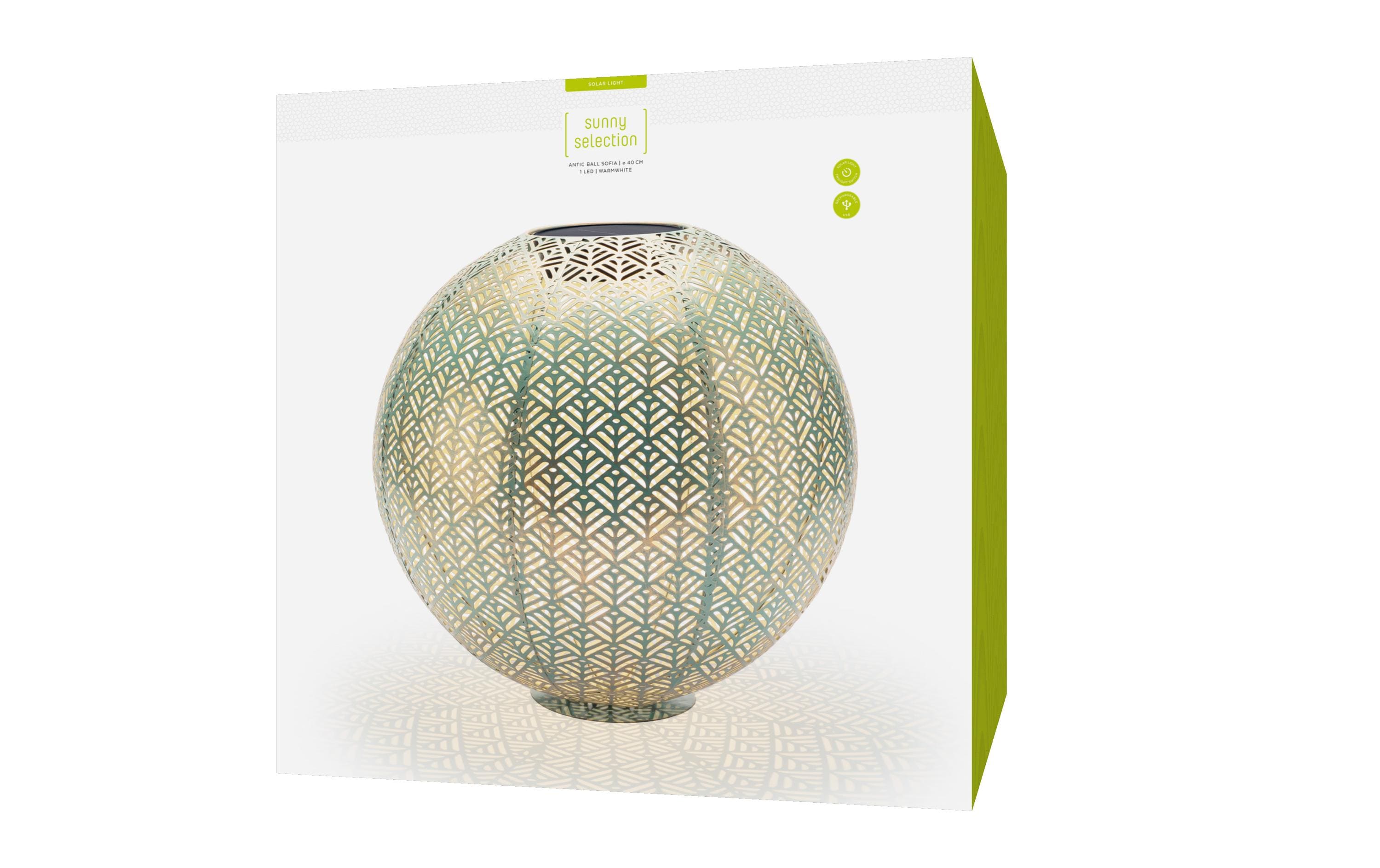 Windlicht Solar Antic Ball Sofia, Ø 40 cm, AquaSolarleuchte zum Aufstellen